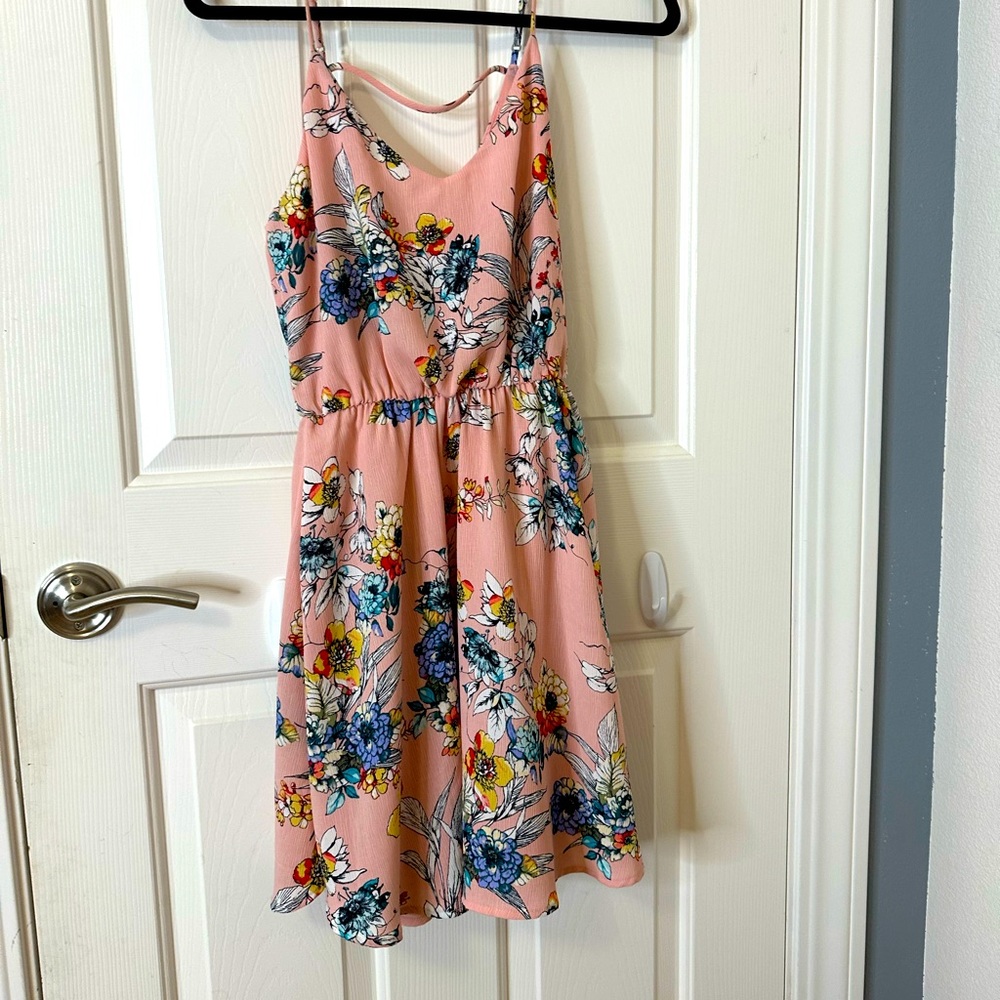 Lush pink floral cocktail dress